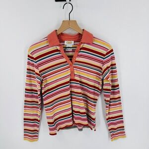 Talbots Petites Vintage Striped Ribbed Long Sleeve Shirt Size S Granola Heritage